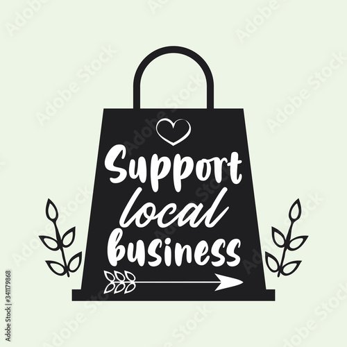 support local business poster with shopping bag