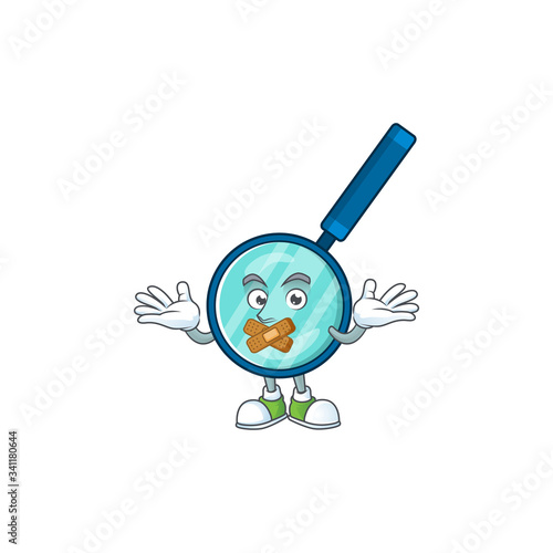 Magnifying glass mascot cartoon design with quiet finger gesture