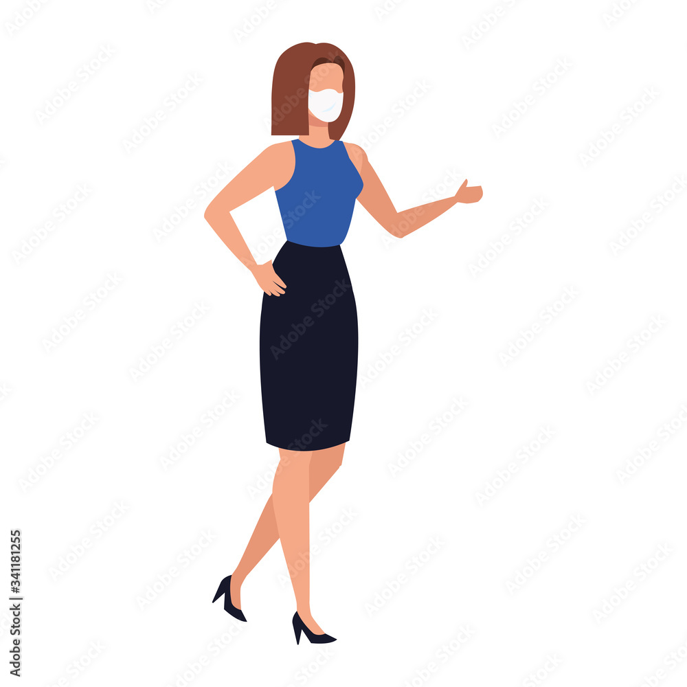 Fototapeta premium business woman using face mask isolated icon vector illustration design