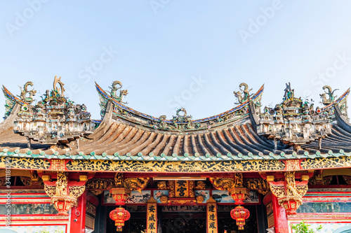 Kien An Cung or Ong Quach pagoda. Chinese ancient architecture. A historical - cultural monument that attracts visitors in Sa Dec, Dong Thap, Vietnam