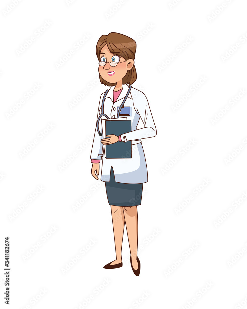 professional female doctor with checklist professional female doctor with checklist