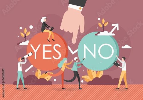Making choice and decision concept vector flat illustration