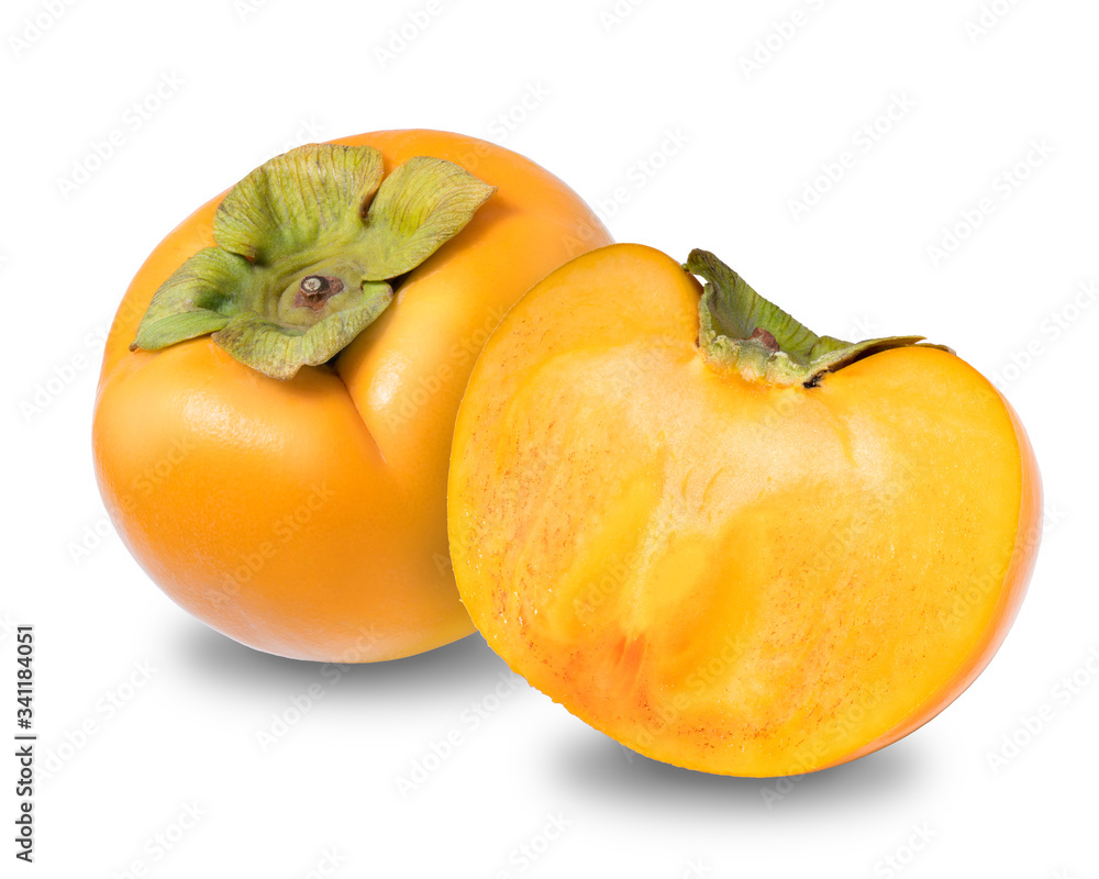 Fresh ripe persimmons isolated on white background, Persimmons isolated on white With clipping path Fresh ripe persimmons isolated on white background, Persimmons isolated on white With clipping path