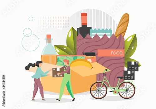 Bicycle food delivery, vector flat style design illustration