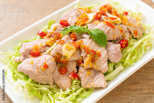 Boiled Pork with Lime Garlic and Chili Sauce