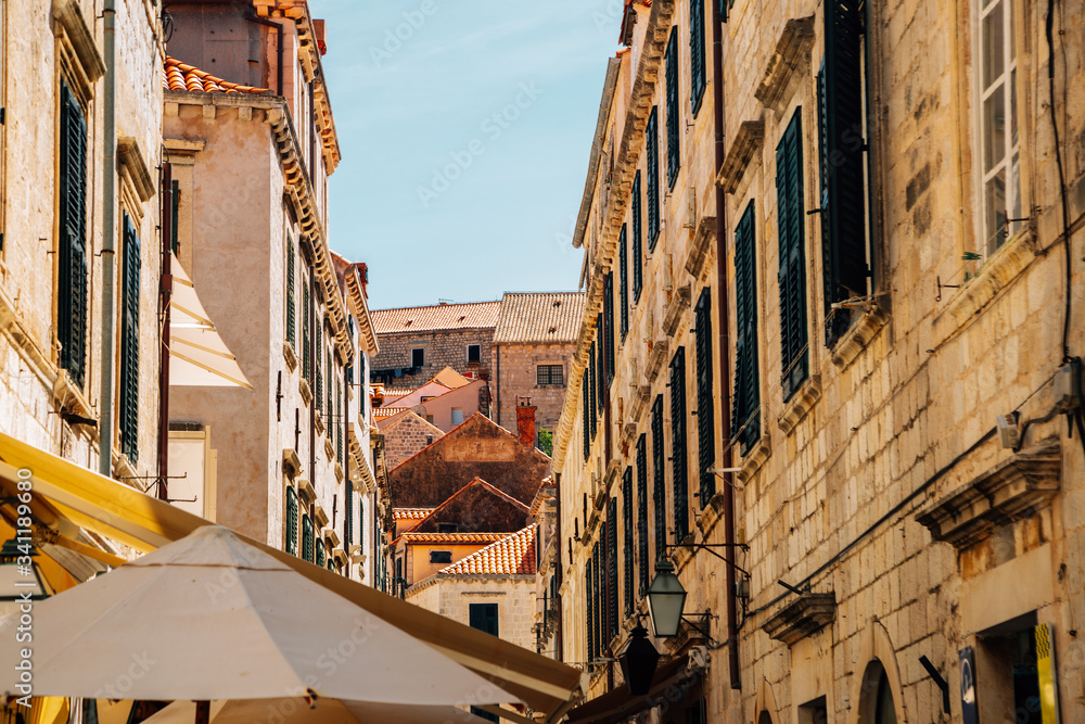 Medieval old town street in Dubrovnik, Croatia