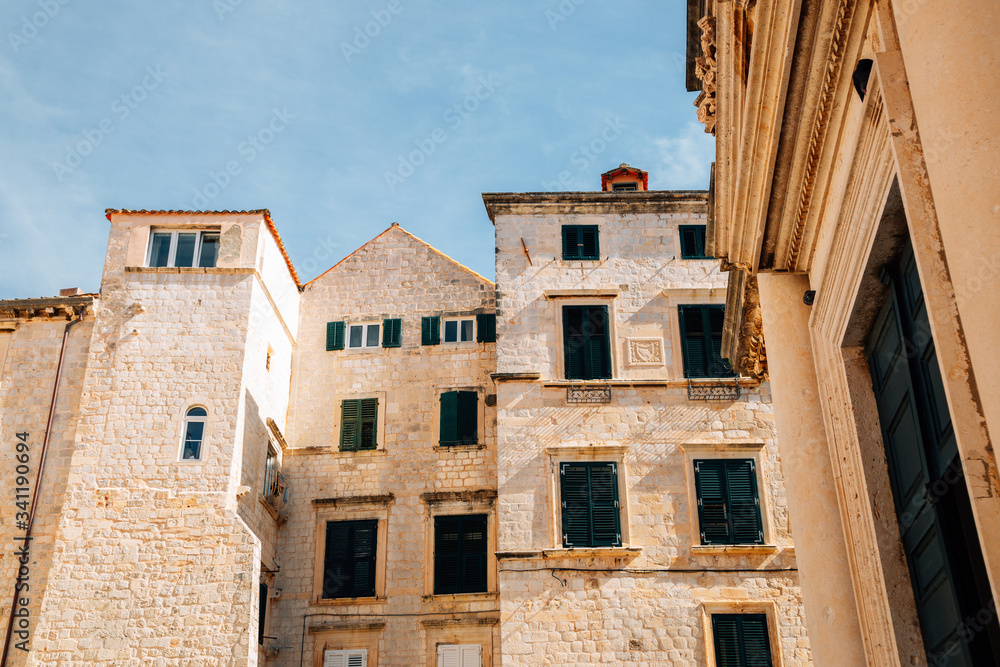 Medieval old town buildings in Dubrovnik, Croatia