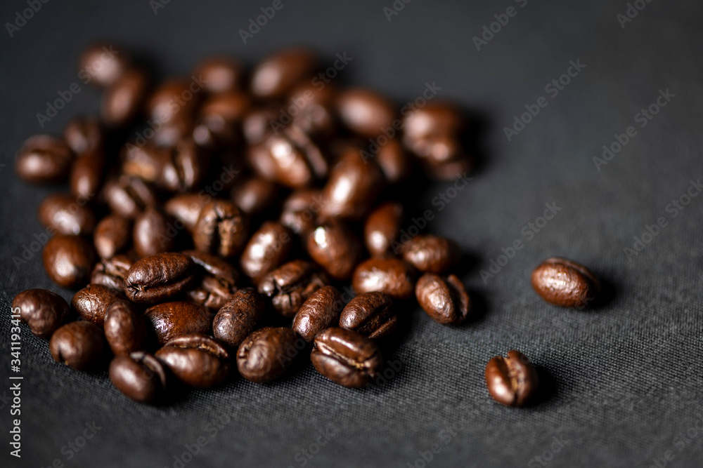 Coffee beans on black background Coffee beans on black background