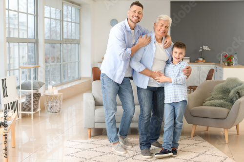 Man with his father and son...