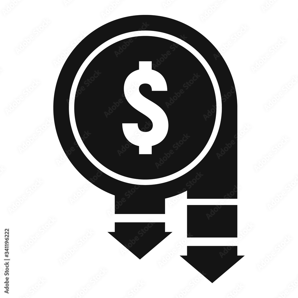 Obraz premium Drop dollar coin icon. Simple illustration of drop dollar coin vector icon for web design isolated on white background