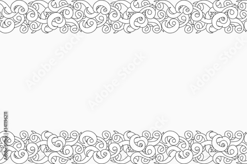 Doodle seamless border isolated on white. Abstract outline wave. Sketch vector stock illustration