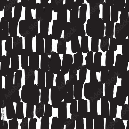 Grunge geometrical shapes seamless vector pattern. Black texture on white background for fabric, wallpaper, scrapbooking projects, invitation cards or backgrounds.