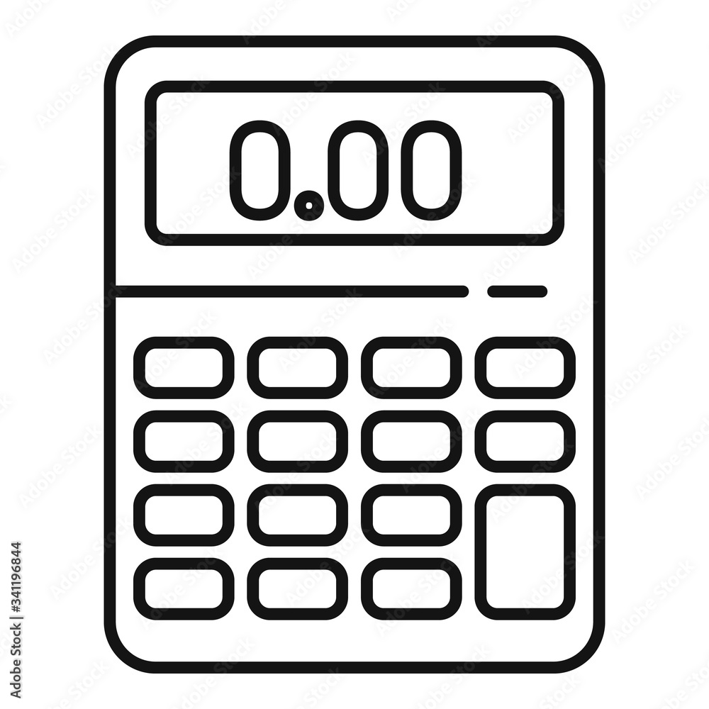 Zero finance calculator icon. Outline zero finance calculator vector icon for web design isolated on white background Zero finance calculator icon. Outline zero finance calculator vector icon for web design isolated on white background