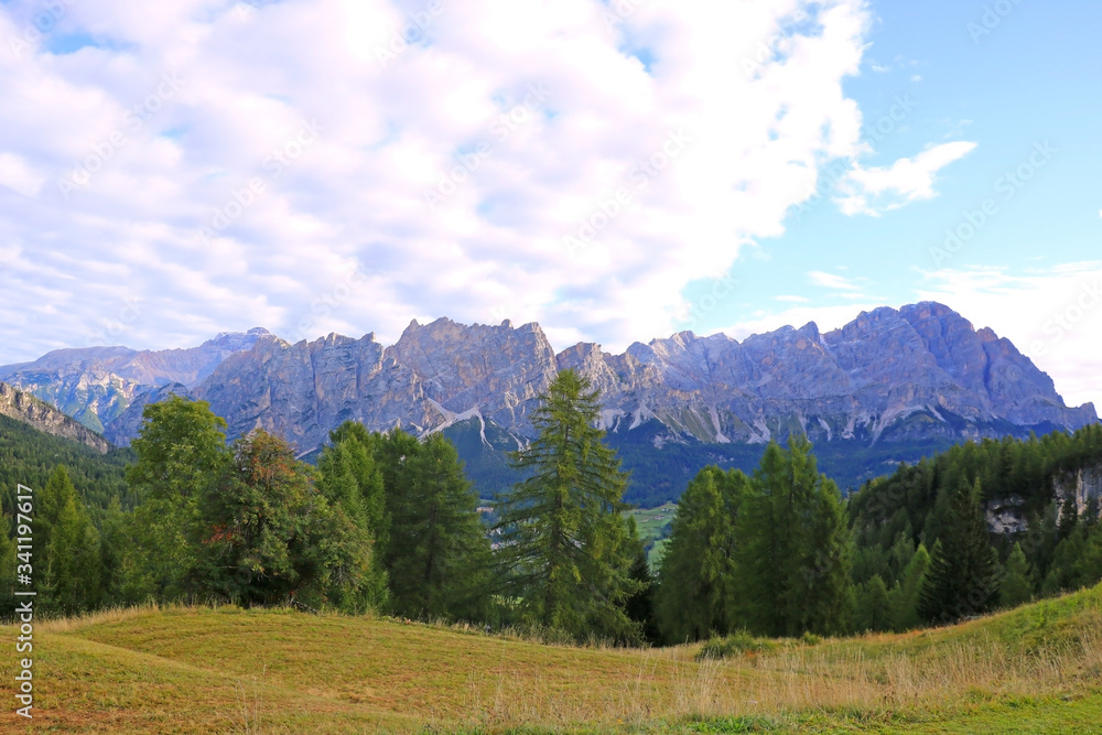 Summer dolomites mountains landscape. Italian alps.
