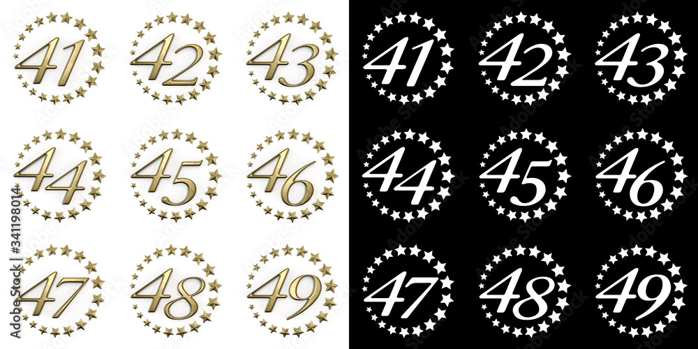 Set of numbers from forty-one to forty-nine Set of numbers from forty-one to forty-nine