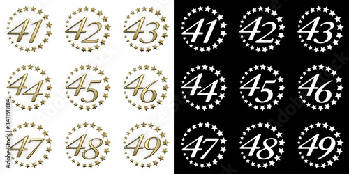 Set of numbers from forty-one to forty-nine photo
