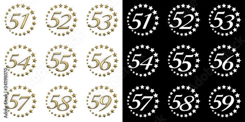 Set of numbers from fifty-one to fifty-nine photo