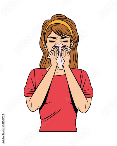 woman with runny nose for covid19 symptom