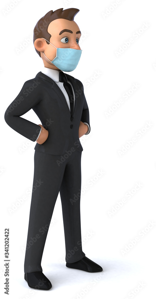 3D illustration of a cartoon character with a mask 3D illustration of a cartoon character with a mask