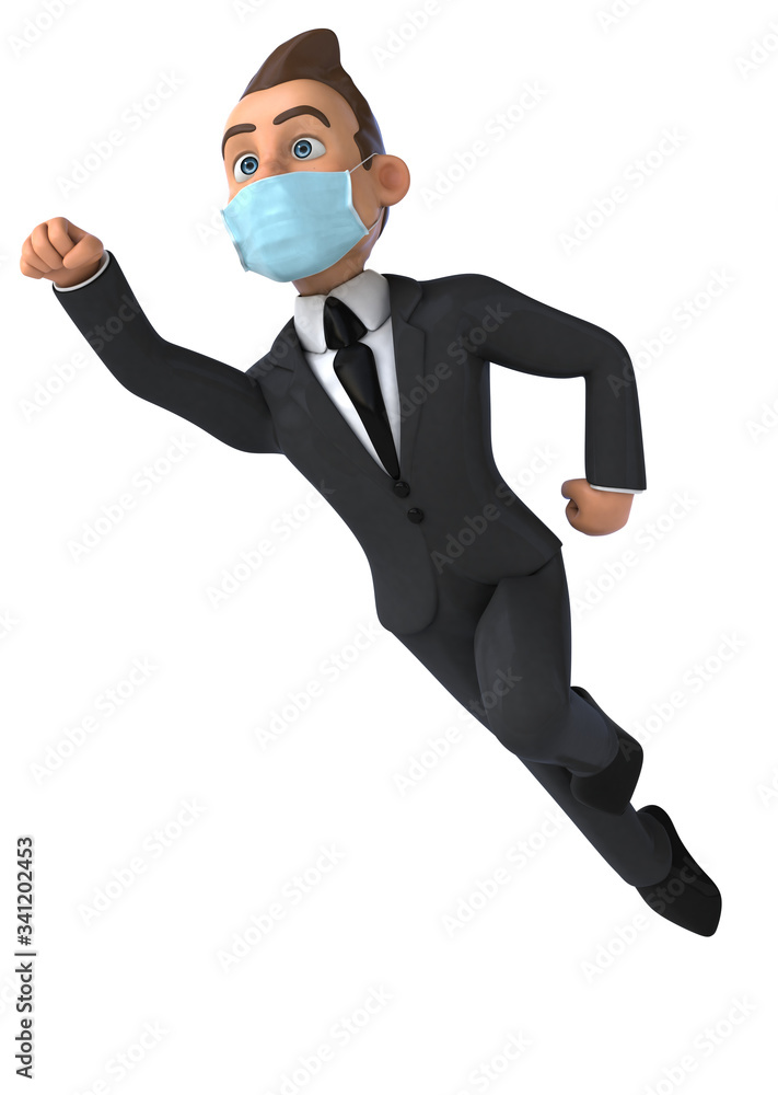 3D illustration of a cartoon character with a mask 3D illustration of a cartoon character with a mask