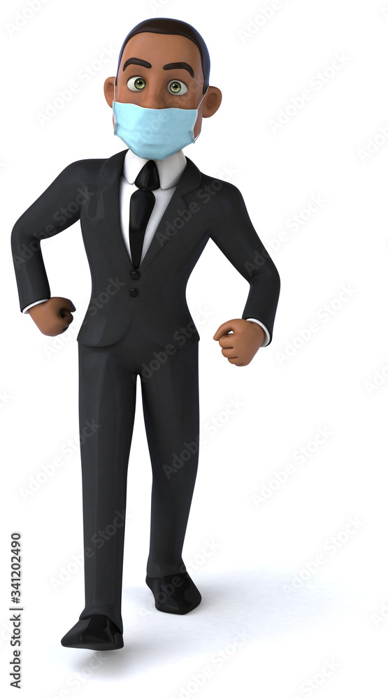 3D illustration of a cartoon character with a mask 3D illustration of a cartoon character with a mask