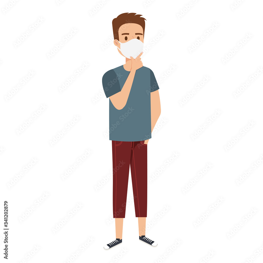 young man using face mask isolated icon vector illustration design young man using face mask isolated icon vector illustration design