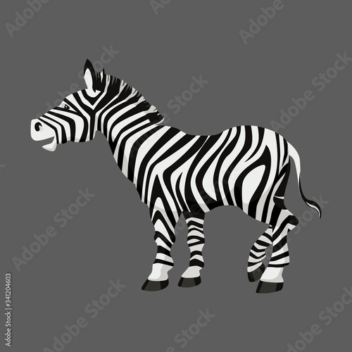 Cute funny zebra. Stylized african animal.