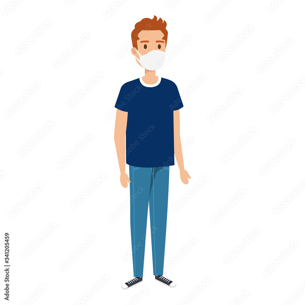 young man using face mask isolated icon vector illustration design young man using face mask isolated icon vector illustration design