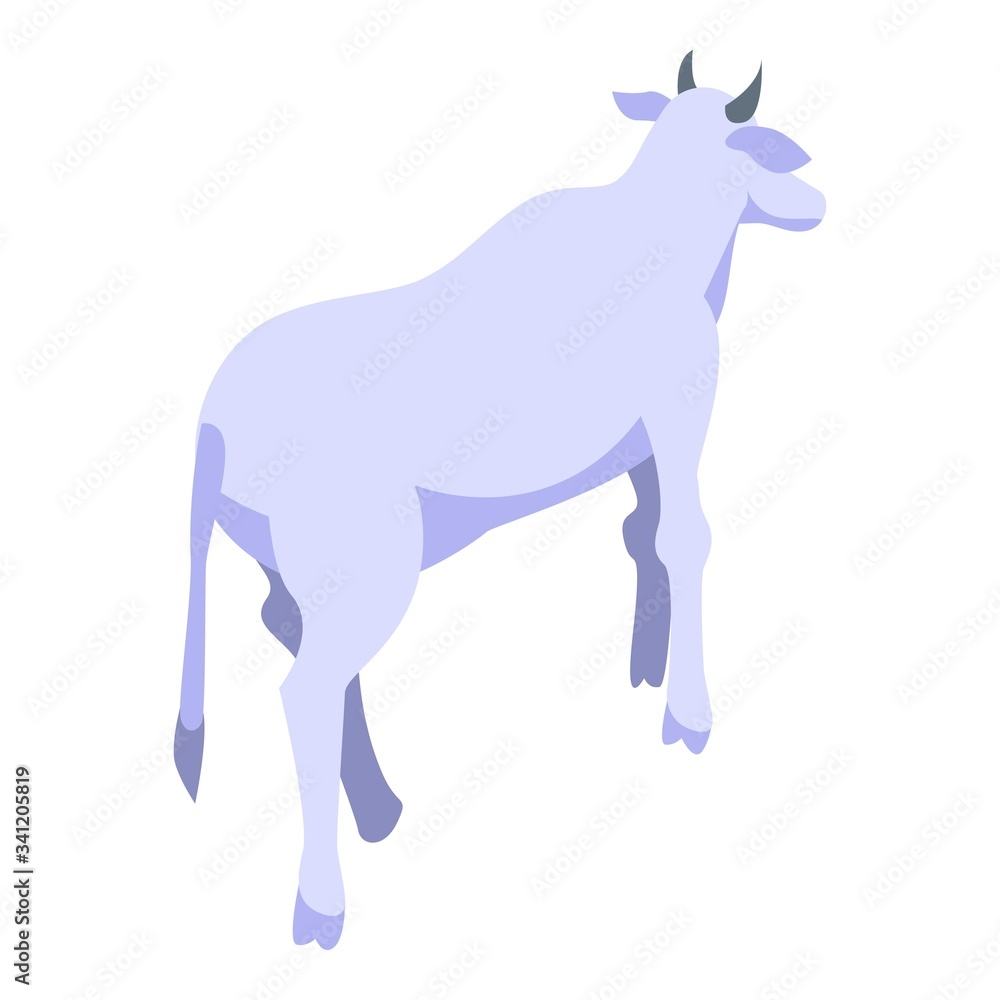 White cow icon. Isometric of white cow vector icon for web design isolated on white background