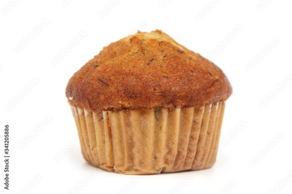 Banana cup cake isolated on white background Banana cup cake isolated on white background