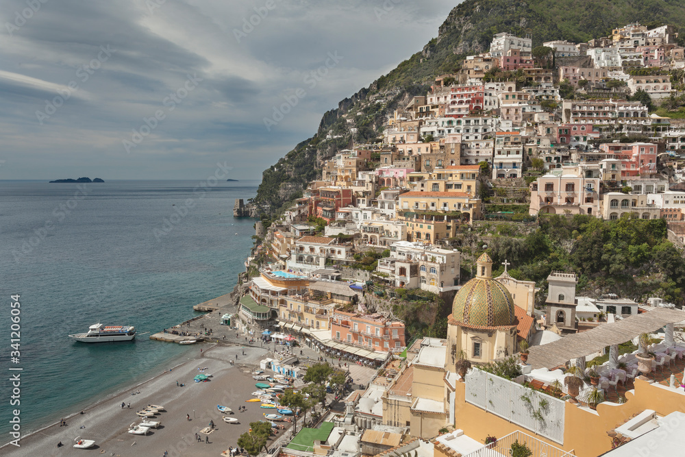 Beautiful town Positano with the beach, Italy