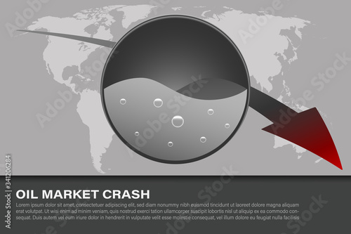 International oil market crash.Barrel oil price downtrend to bottom line