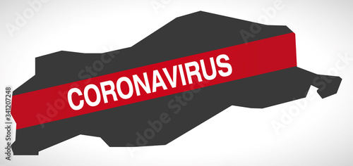 Southeastern Anatolia TURKEY map with Coronavirus warning illustration