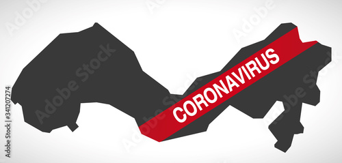 Mediterranean Region TURKEY map with Coronavirus warning illustration