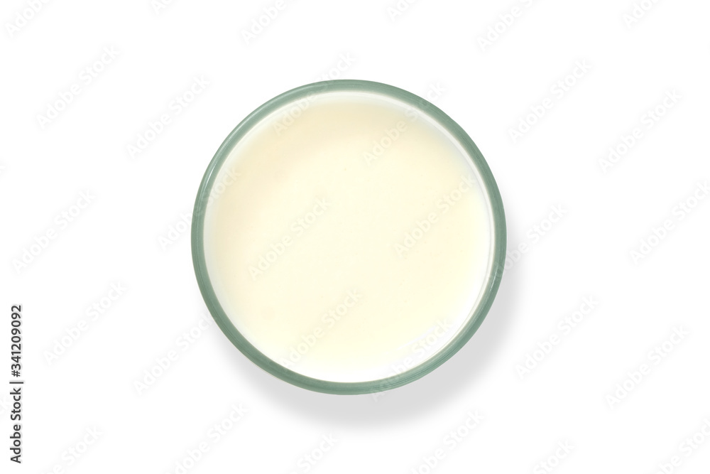 Top view of fresh milk in glass isolated on white background Top view of fresh milk in glass isolated on white background
