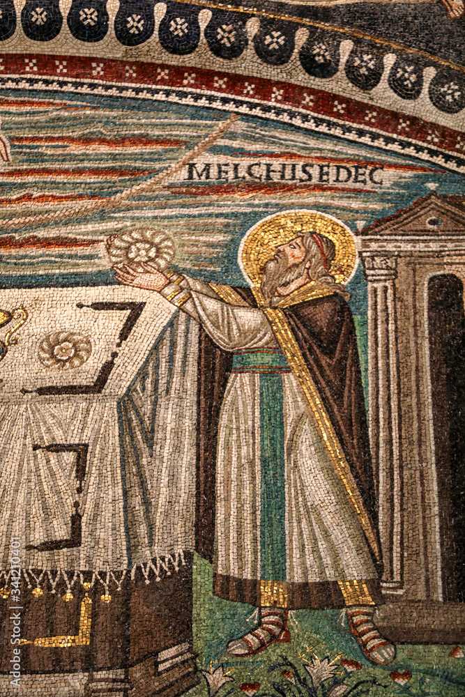Obraz premium Interior of Basilica of San Vitale, which has important examples of early Christian Byzantine art and architecture. Ravenna. Italy