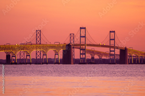 Chesapeake Bay Bridge in Maryland near sunset photo