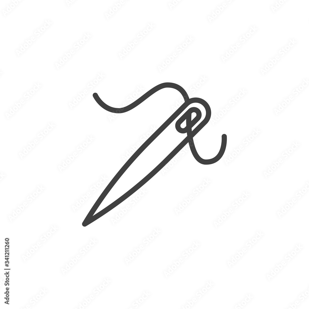 Sewing needle with thread line icon. linear style sign for mobile concept and web design. Needle stitch outline vector icon. Symbol, logo illustration. Vector graphics Sewing needle with thread line icon. linear style sign for mobile concept and web design. Needle stitch outline vector icon. Symbol, logo illustration. Vector graphics