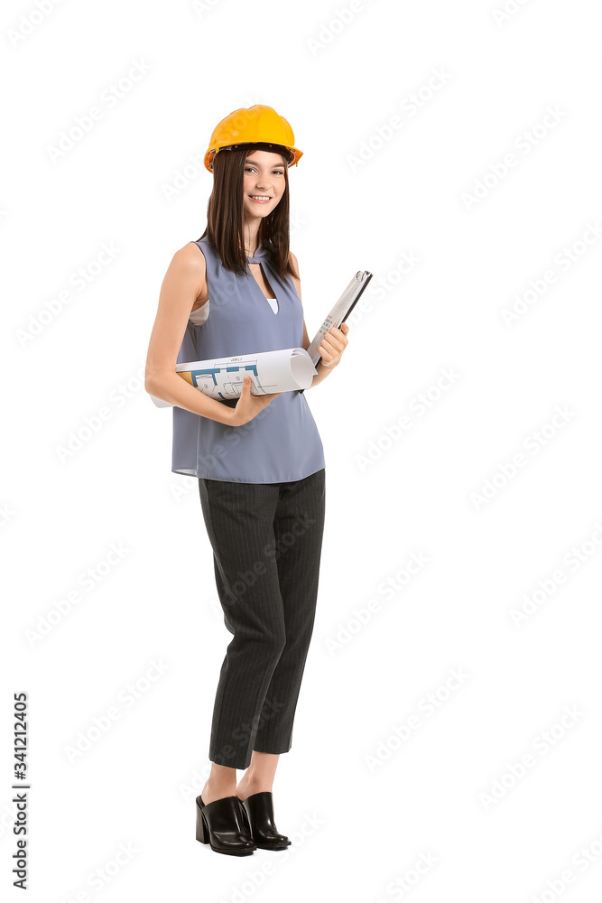 Portrait of architect on white background Portrait of architect on white background