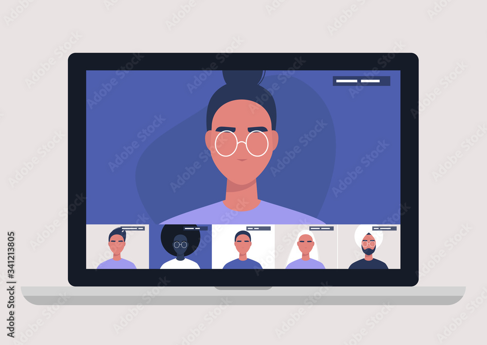 Conference video call, remote project management, quarantine, working from home Conference video call, remote project management, quarantine, working from home