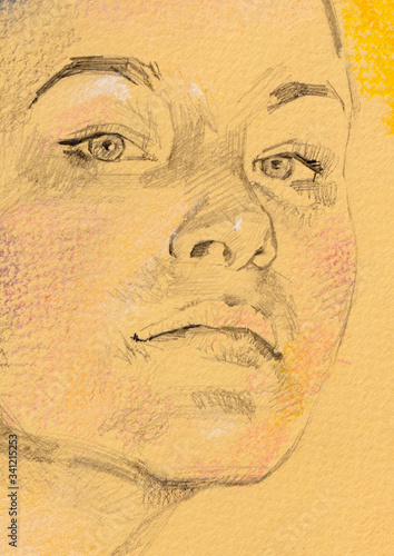 Wallpaper Mural watercolor painting, female portrait, handmade    Torontodigital.ca