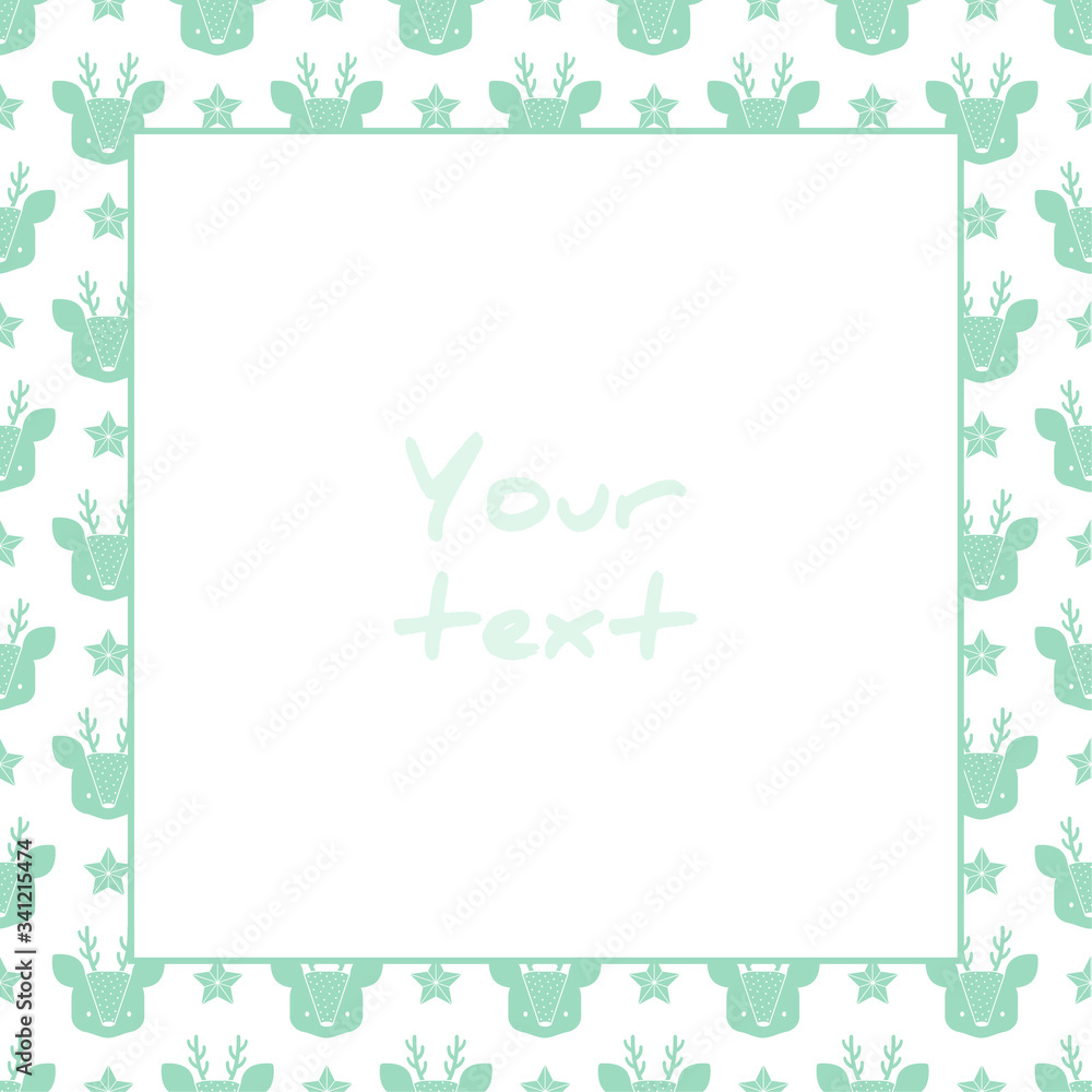 Vector deers frame; square frame with cute deers and stars for greeting cards, invitations, posters, banners, web design. Vector deers frame; square frame with cute deers and stars for greeting cards, invitations, posters, banners, web design.