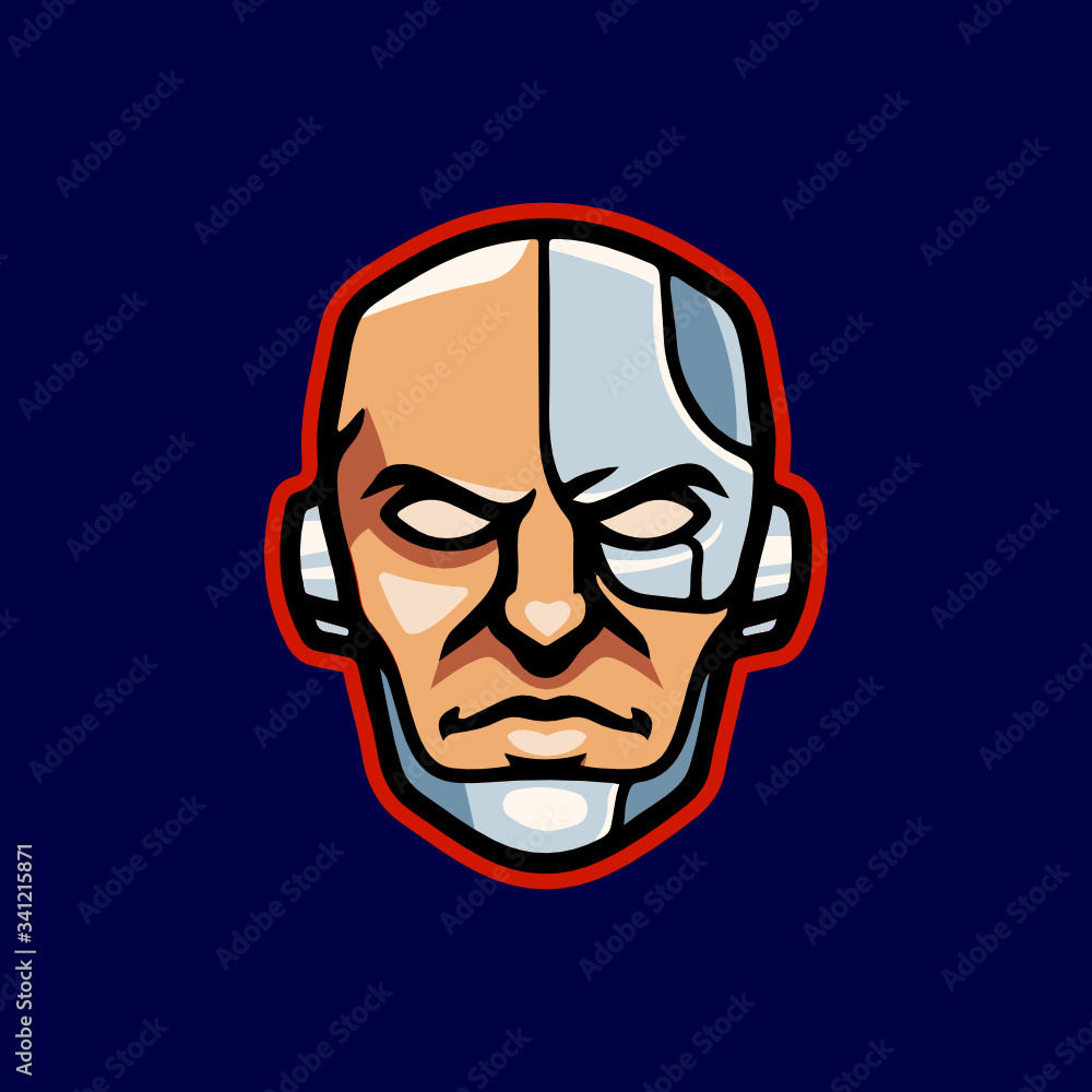 Simple and Minimalist cyberpunk robotic techno head logo design vector template Simple and Minimalist cyberpunk robotic techno head logo design vector template