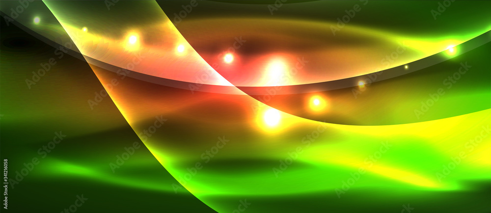 Abstract background. Shiny design neon waves with light effects, techno trendy design. Vector Illustration For Wallpaper, Banner, Background, Card, Book Illustration, landing page Abstract background. Shiny design neon waves with light effects, techno trendy design. Vector Illustration For Wallpaper, Banner, Background, Card, Book Illustration, landing page