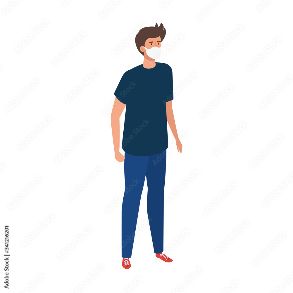 young man with face mask isolated icon vector illustration design young man with face mask isolated icon vector illustration design