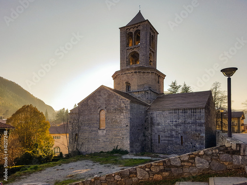 Ancient Romanesque monastery of Saint Peter of the town of Camprodon in Gerona  Spain.