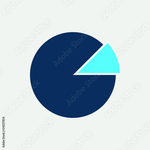 blue pie chart icon, vector pie chart icon