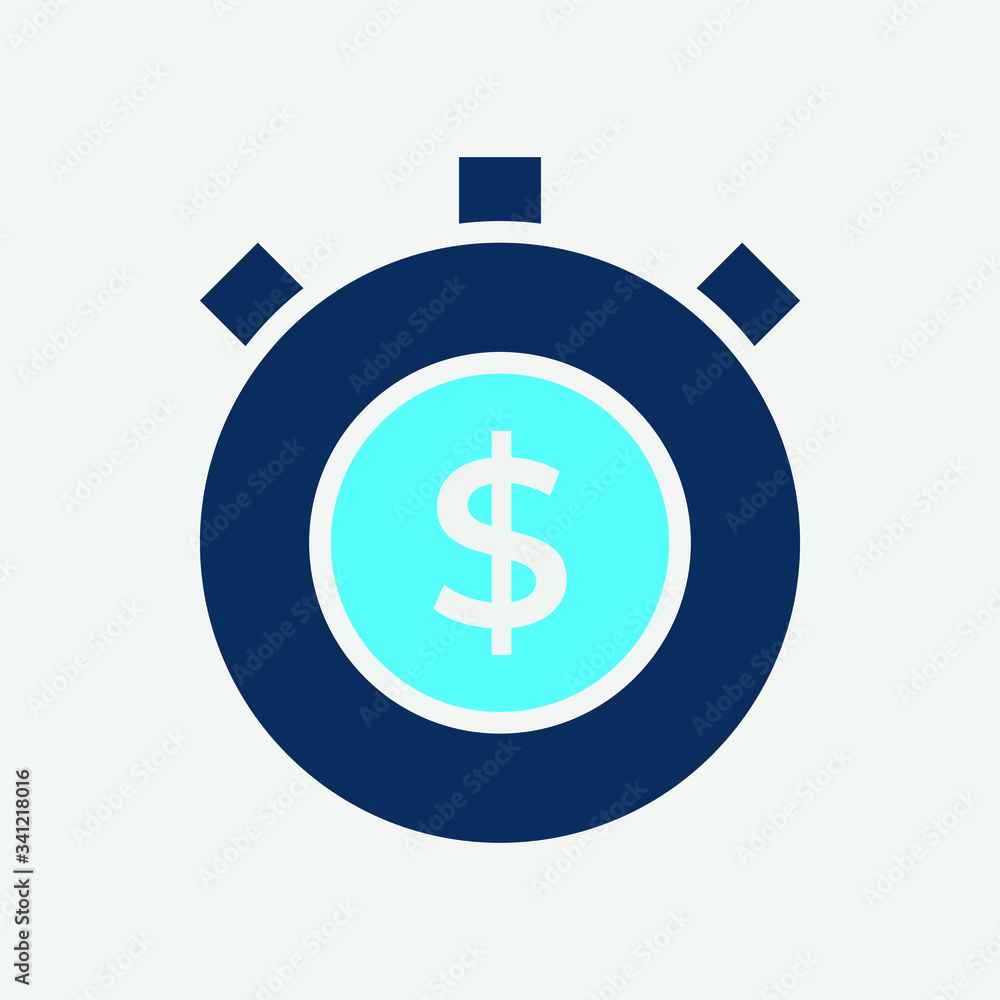 time is money icon, clock with money icon vector time is money icon, clock with money icon vector