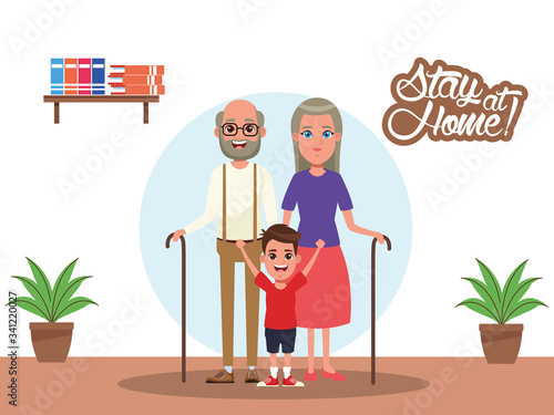 stay at home campaign with grandparents and grandson