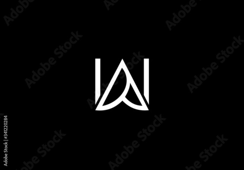 Creative modern top letter W  A  WA initial based abstract alphabet icon logo trendy awesome professional artistic black and white color in pixel style.